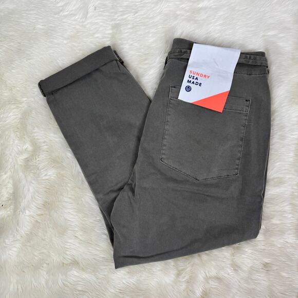 Sunday Revolve Le Soleil Pant Contrast Stripe Frayed Hem in Cactus Size 28 NWT - Picture 9 of 12